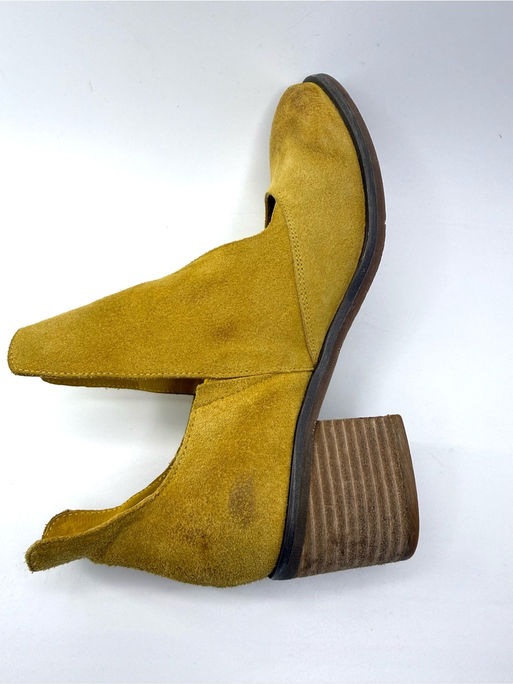 Antelope N47 Cage Mustard Suede Block Heel Booties 37/6-6.5 US - Picture 11 of 16